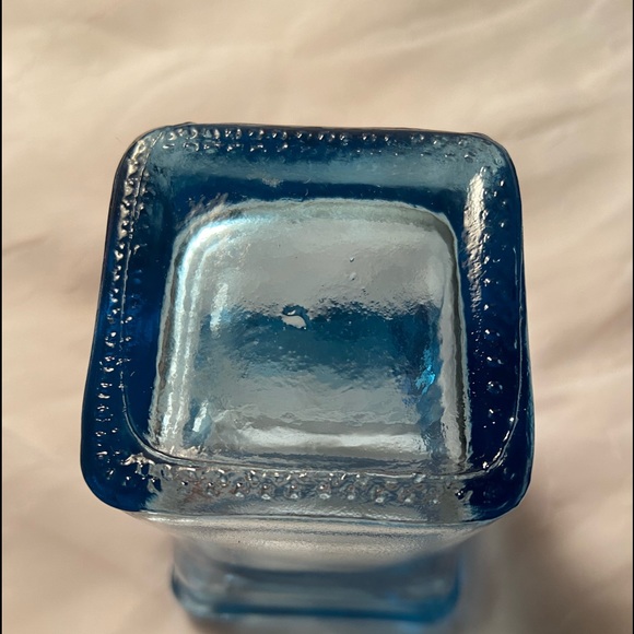 Blue Glass Vase and Trinket Soap Dish SET  lot blue art glass vintage - Picture 11 of 12